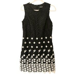 NWT Karl Lagerfeld Size 4 Black & White Floral Lace Sleeveless Feminine Dress
